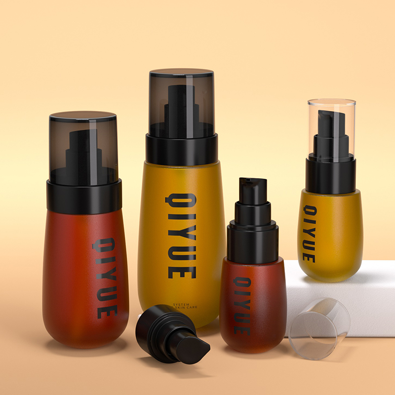 Skincare pump head bottle brown bottle factory can be customized color printing
